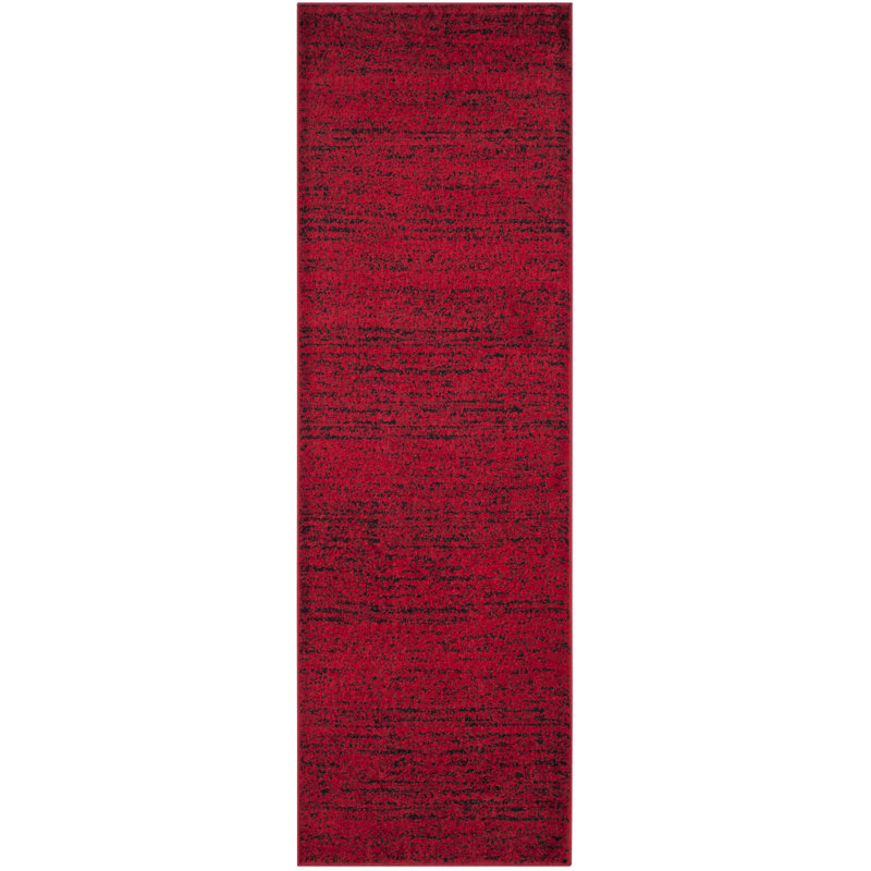 Stonyford Striped Area Rug In Red & Black, Runner 76 x 244 cm