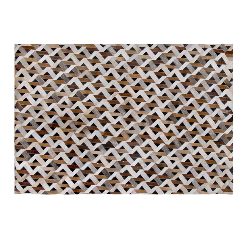 Brodnax Geometric Leather Area Rug, Rectangle 160 x 230cm
