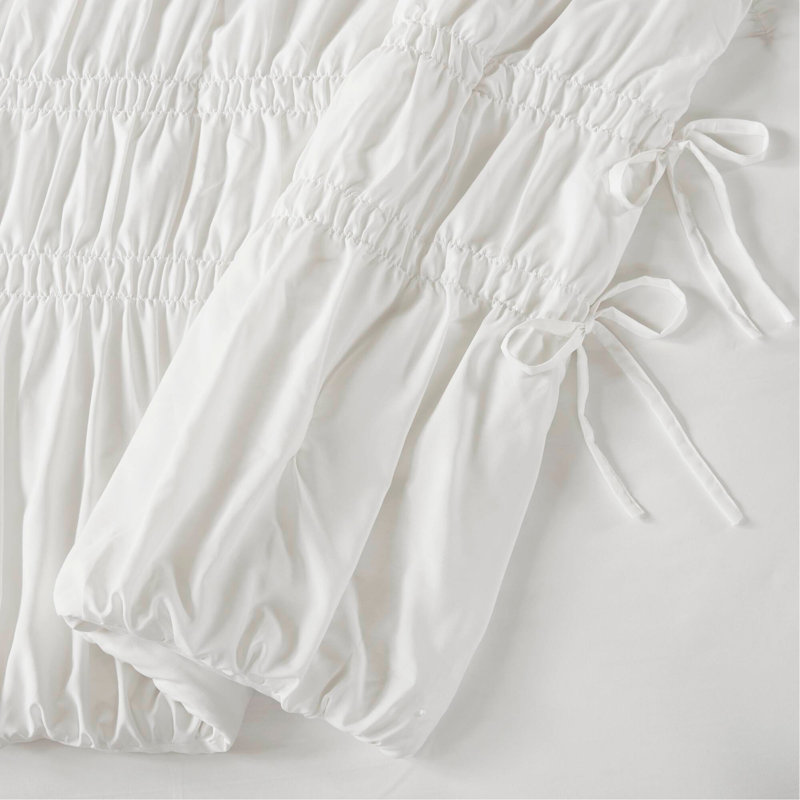 Ensemble d'édredon 2 pièces, Édredon simple + 1 taie décorative, Blanc
