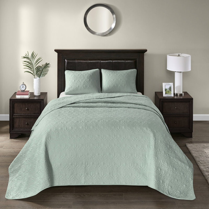 Couvre-lit - Rembourrage en coton prélavé pour un sommeil réparateur matelassé Un look attrayant comprend 2 taies décoratives