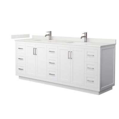 Miranda 84" Freestanding Double Bathroom Vanity with Quartz Top