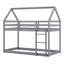 Lit simple superposé en forme de maison avec échelle, lit superposé bas en forme de maison avec barrière de sécurité-107391822