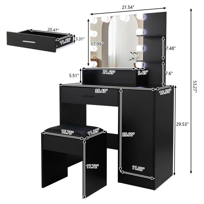 Table de coiffeuse noire
