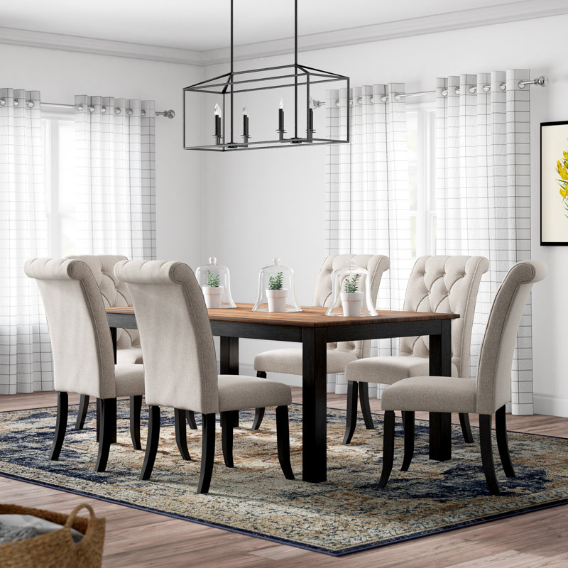 Biyron 6 - Person Solid Wood Solid Wood Top Four Leg Dining Set