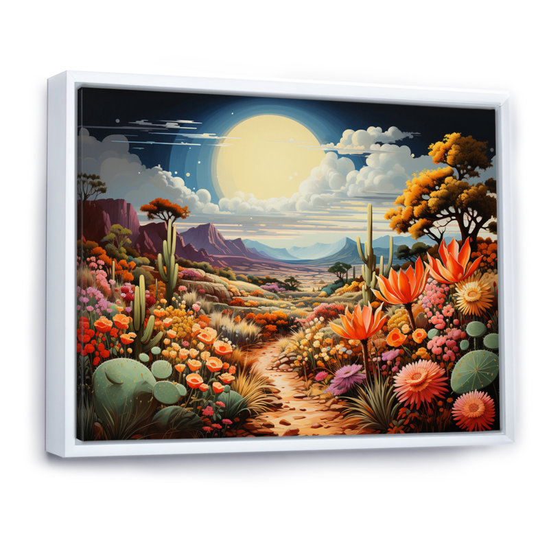 «Desert Cacti Garden III» sur toile, H 12 po x l 20 po x P 1 po, Cadre flottant blanc