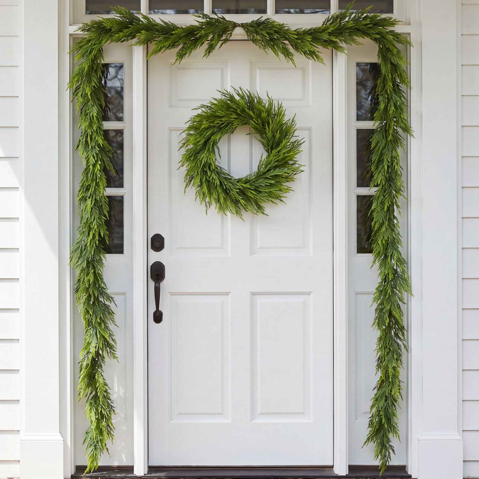 3-Piece 28"D Christmas Greenery PE Dripping Wreath And 9Ft Garland Set