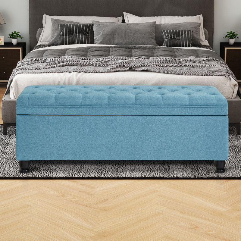 Banc de rangement en polyester Arnika, Bleu clair