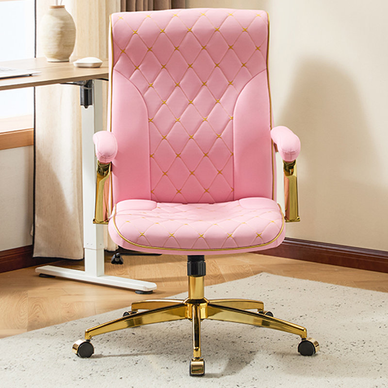 Fauteuil de bureau ergonomique en similicuir, Rose
