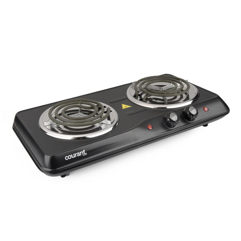 Courant 1700 Watt Electric Double Burner, Black