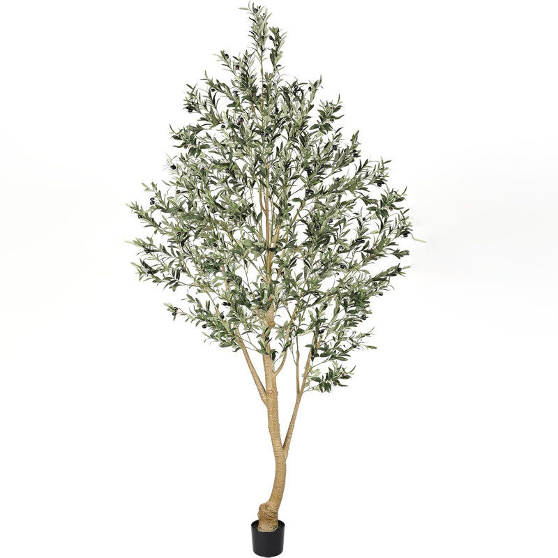 Olive artificielle avec tronc de bois naturel, 9 pi