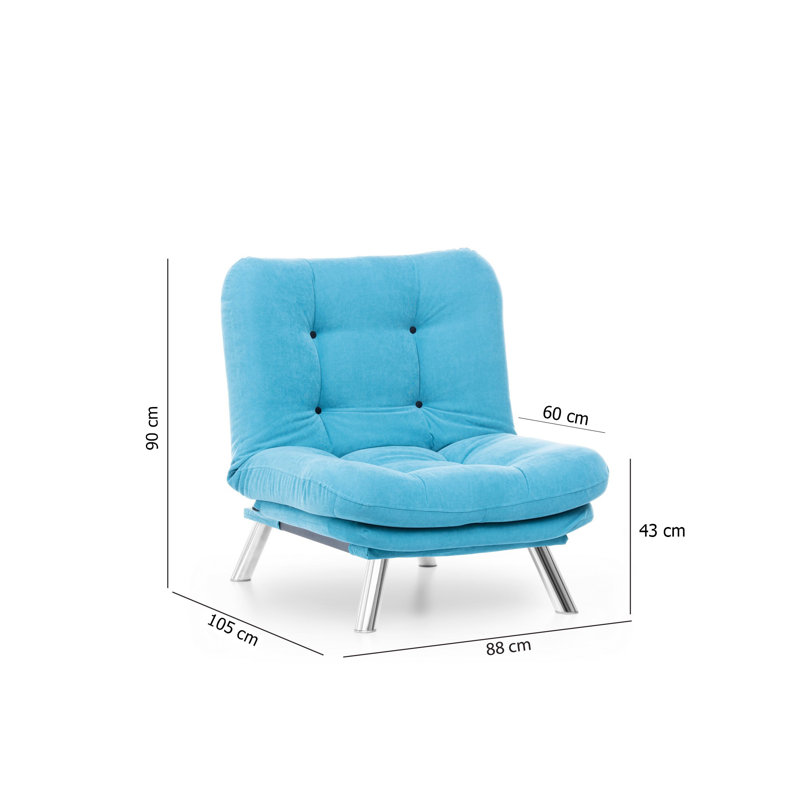 Fauteuil convertible capitonné l 34,65 po, Microfibre turquoise