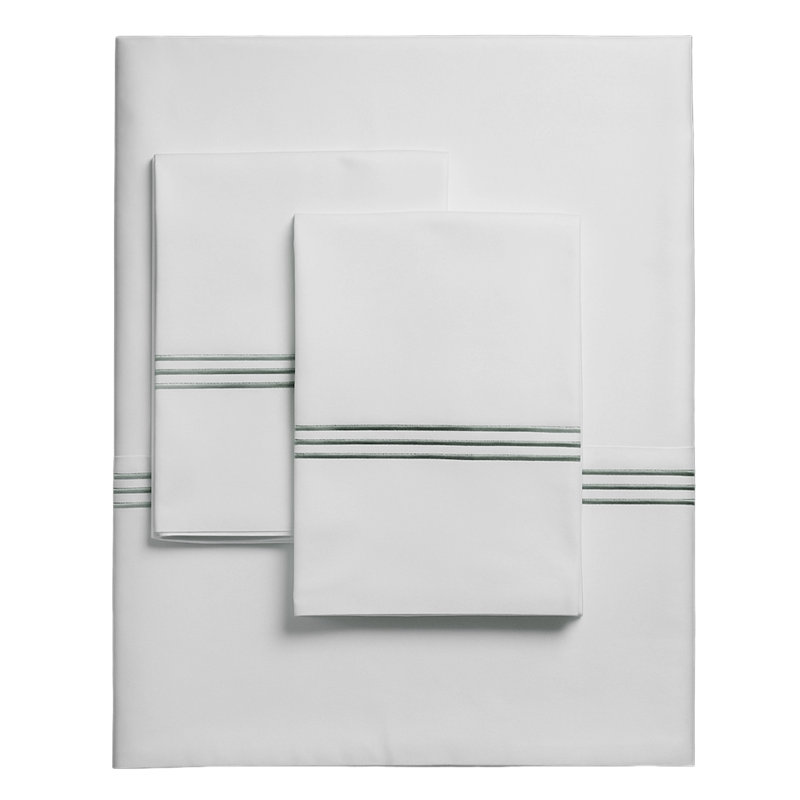 FIRENZE SHEET SET QUEEN WHITE/GREY, White/Gray, Queen Sheet Set + 2 Pillowcases