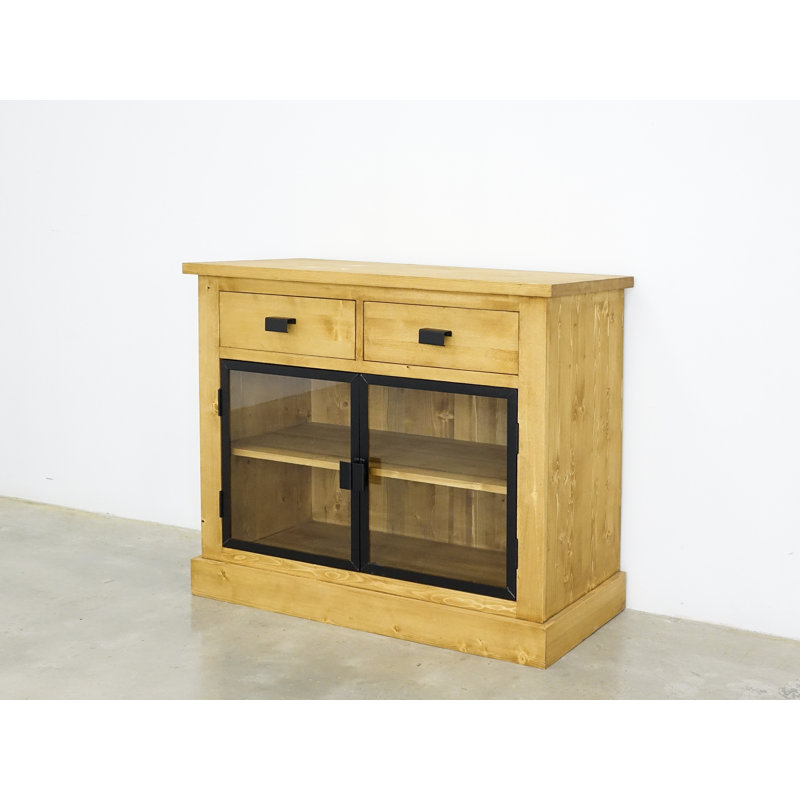 Cailean 108Cm Wide 2 Drawer Spruce Solid Wood Sideboard