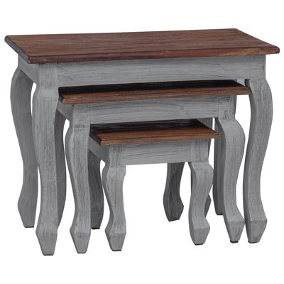 Nesting Table Set 3 Pieces Solid Mahogany Wood