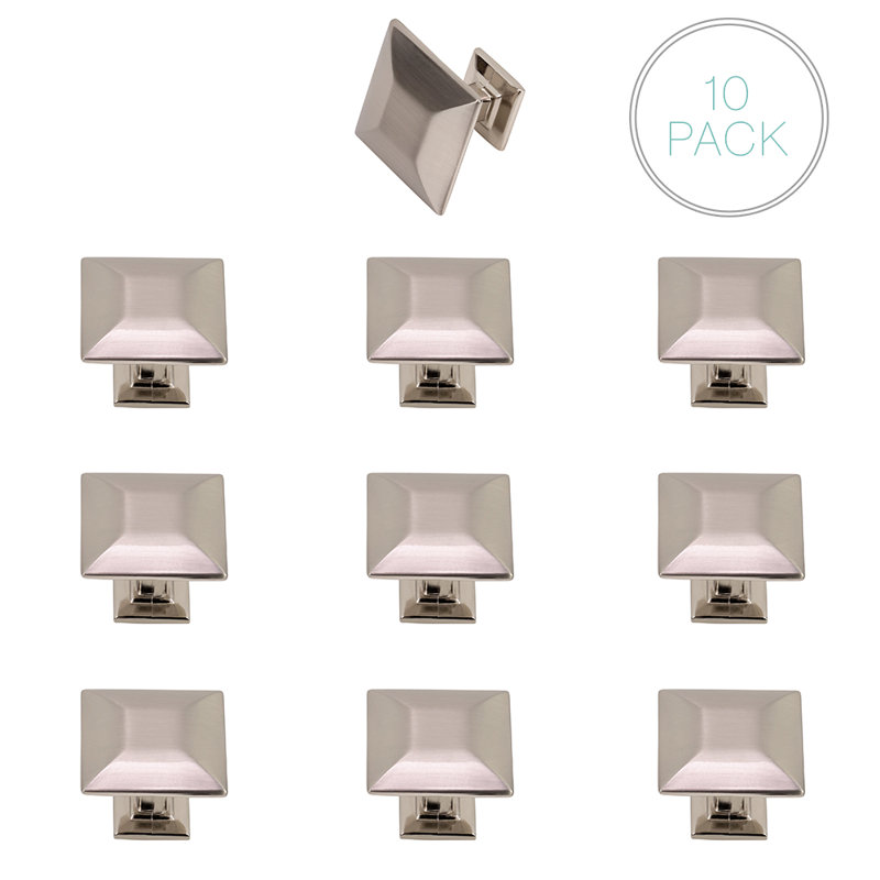 1 3/16" Length Square Knob Multipack, Brushed Satin Nickel