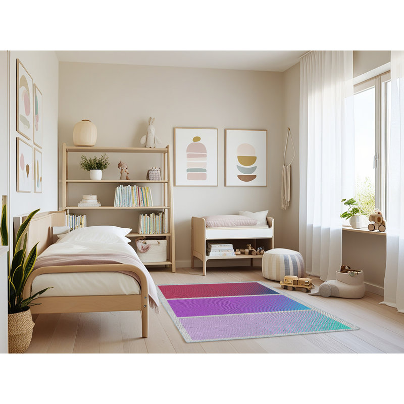 Tapis rouge / rose Power Loom, Rectangle 3 pi x 5 pi