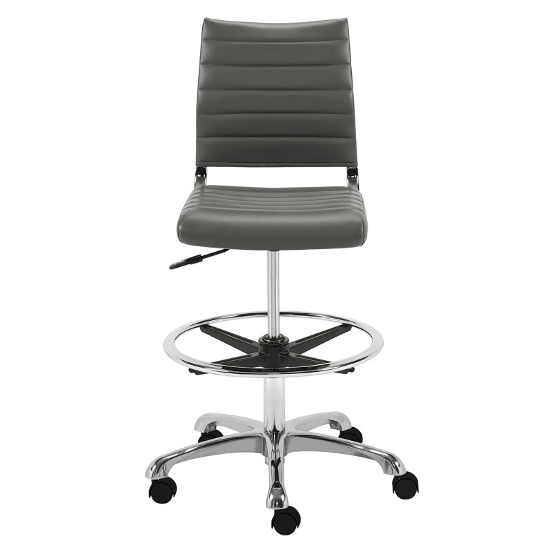 Chaise de dessinateur - Tabouret à hauteur réglable sans accoudoirs avec base en aluminium, Gris
