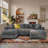 Gus 102.4"W 6 Seaters Convertible LAF RAF U-shape Corduroy Sectional, include 2 Ottomans-1070046374