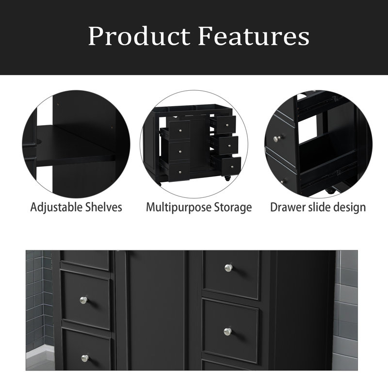 Meuble-lavabo 36 po (lavabo non inclus), Noir, noir, noir, noir