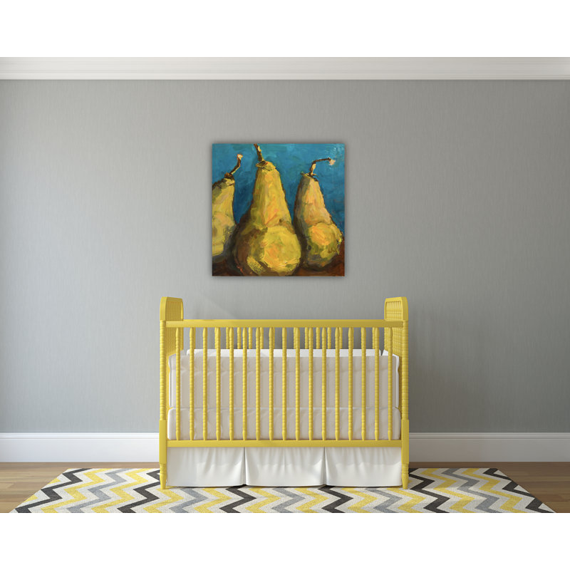 Pears With Teal By John Beard - Gallery Wrapped Canvas Print Print by John Beard, 22'' H x 22'' W x 3" D, Unframed