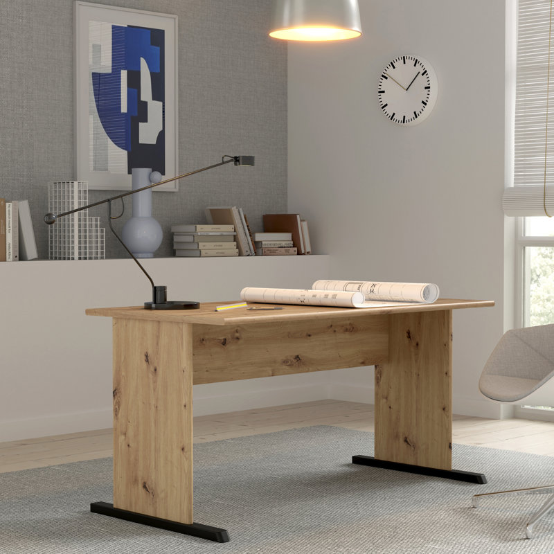 Tempra2 Particle Board / Chipboard Writing Desk, 72 cm H x 144 cm W x 72 cm D, Brown/Beige
