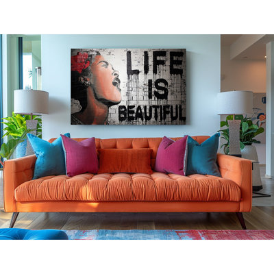 «Banksy Life Is Beautiful Street Art Graffiti» sur toile - œuvre d'art de grande qualité de grande taille