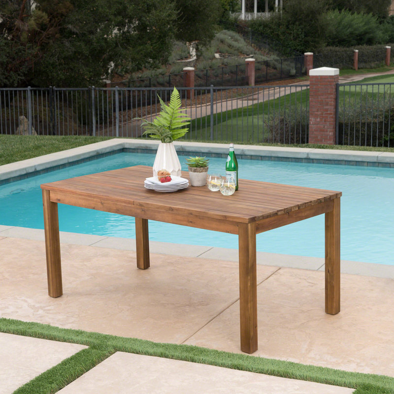 Table de salle à manger d'extérieur Coral avec plateau en faux bois