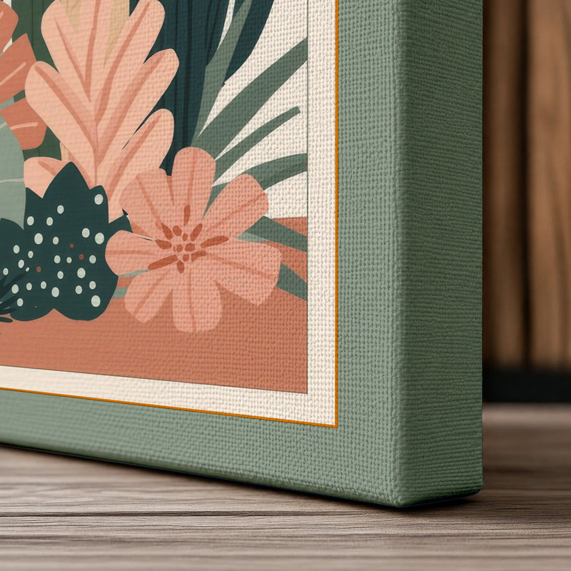 Desert Bloom Botanical - Wrapped Canvas, 30x20 - 76.2 x 50.8 cm, Sage Border