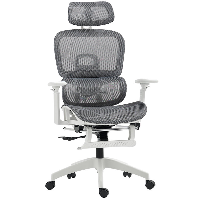 Mesh Office Chair with Headrest, White