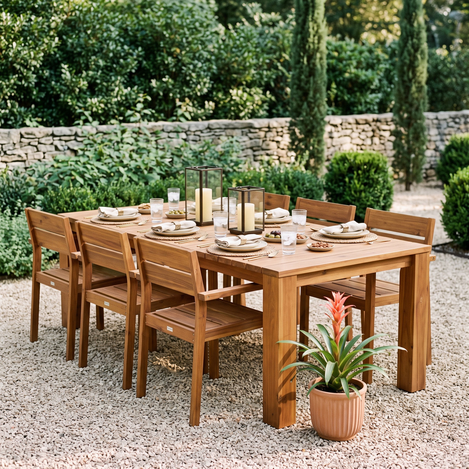 Azul 81" Acacia Patio Dining Set