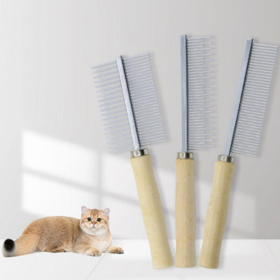 Ensemble de peignes de toilettage professionnels en métal à une rangée, peigne à poignée en bois pour chiens et chats, outil de démêlage pour cheveux emmêlés