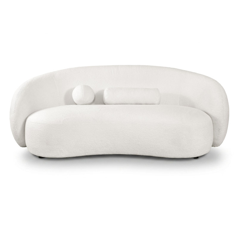 Canapé en chenille à profil bas de 85 pouces avec coussins Millie, Blanc
