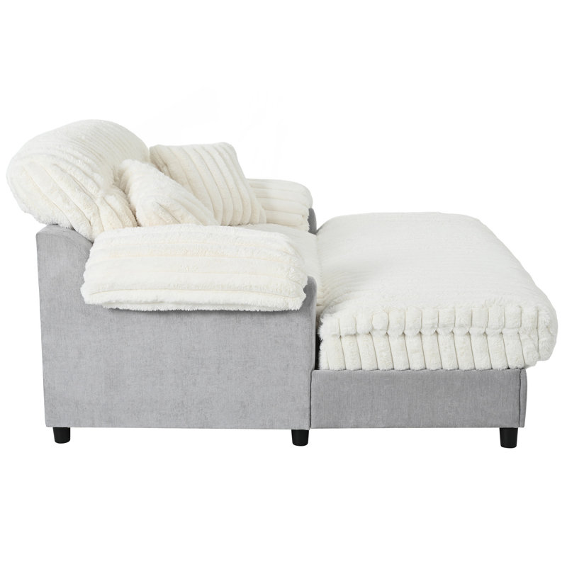 Canapé-lit moderne avec méridienne 65,25 po Cloud, Beige