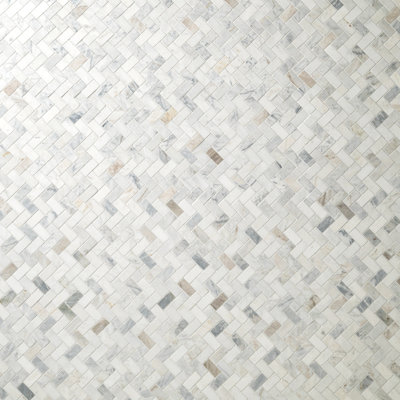 Carreau de mosaïque en marbre à motif de chevrons en mosaïque à chevrons Castella de Blanc 12 po x 12 po