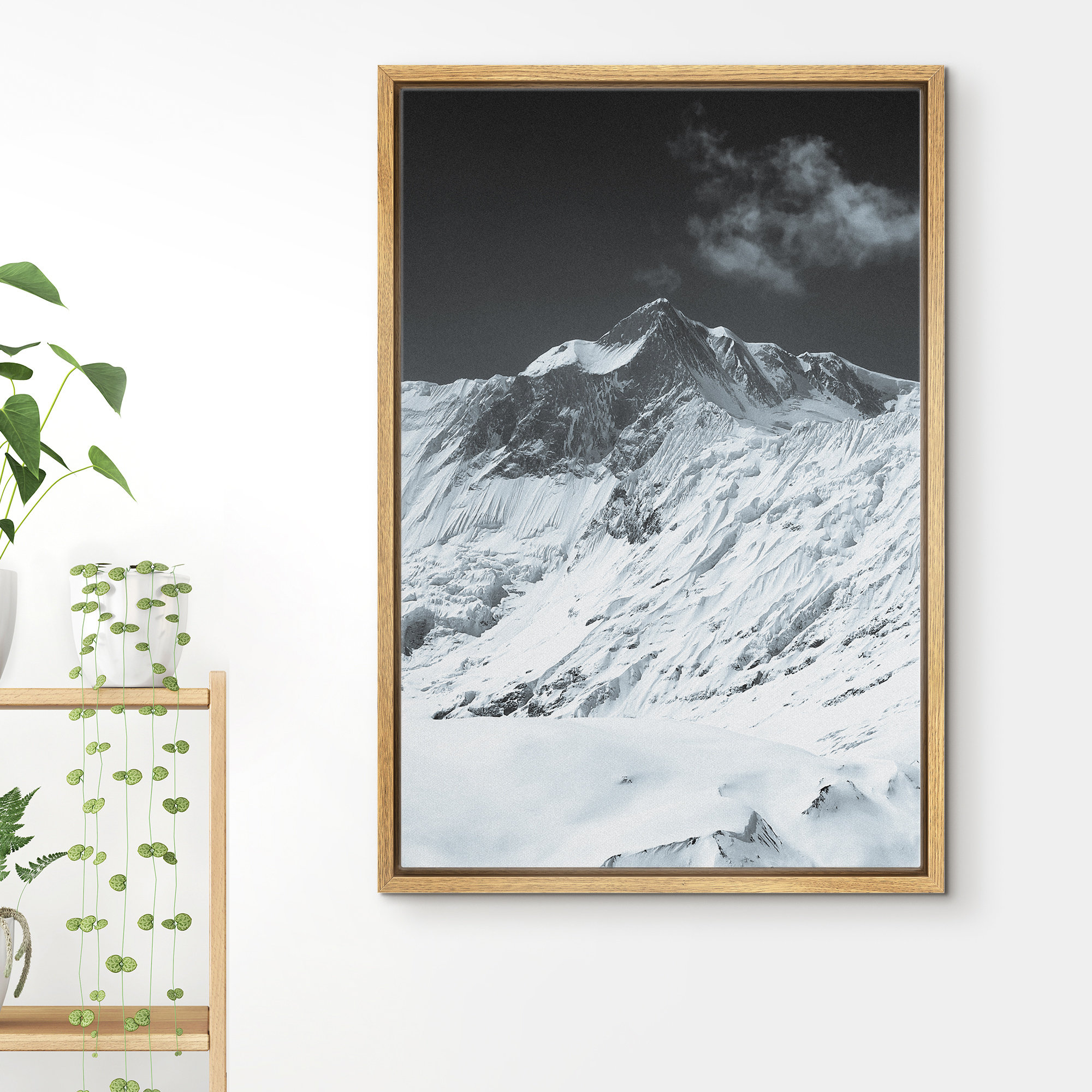 IDEA4WALL Framed Canvas Print Wall Art Duotone Snow Capped Mountain ...