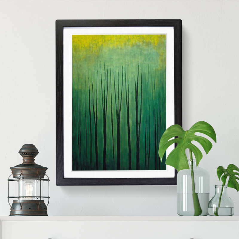 Meaux Japanese Forest Abstract - Picture Frame Print, 64cm H x 46cm W x 2cm D, Black