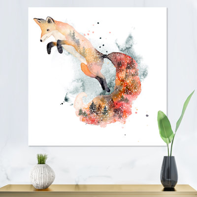 " Cartoon Orange Fox II " Painting Print