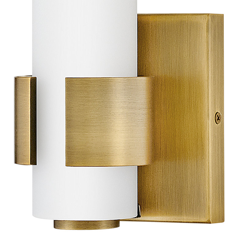 Aiden Integrated LED Bath Sconce w/ Etched White Glass, Lacquered Brass