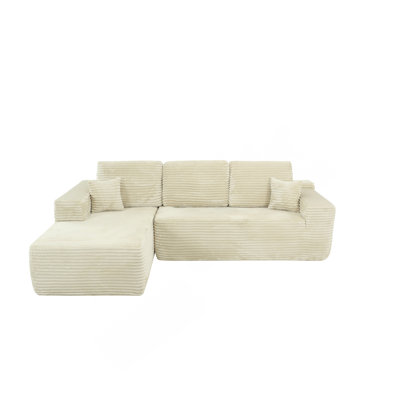 Canapé modulaire 105 po avec méridienne en L 105 po, canapé modulaire moderne avec assise profonde, canapé rembourré pour le salon et la chambre à coucher, aucun assemblage requis