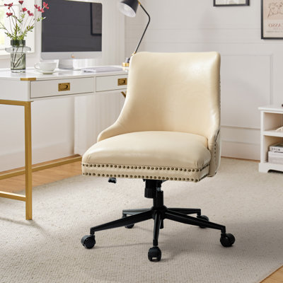 Chaise de bureau pivotante inclinable en similicuir de 22 po avec garniture cloutée Positano