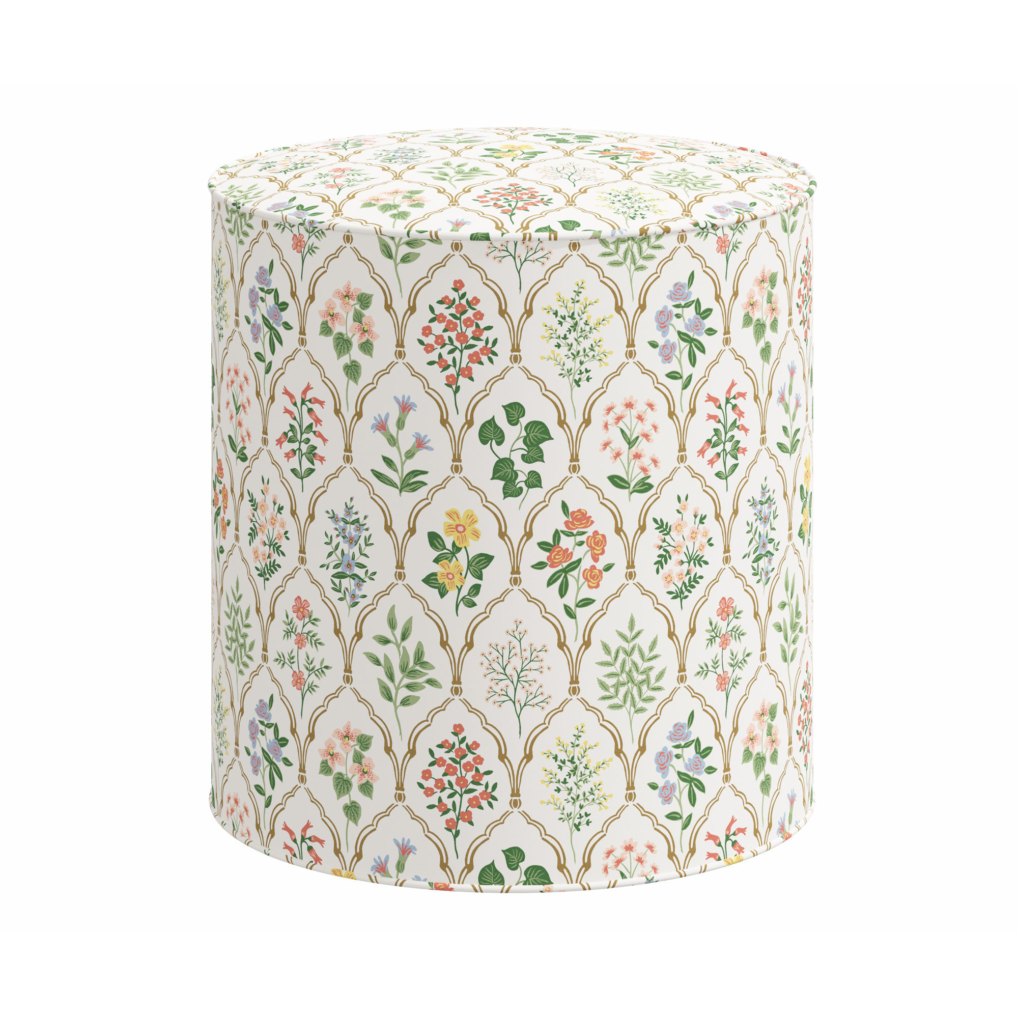 Rifle Paper Co. x Cloth & Company Round Ottoman, Rpc Hawthorne Multi Linen