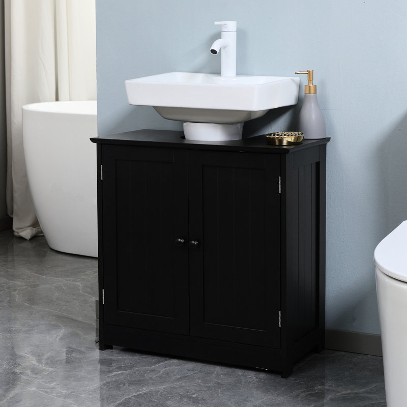 Avec 2 portes et une tablette de salle de bain noire sous le lavabo - peu encombrante et convenant à divers sacs poubelles, une armoire de l 23,5 po x l 11,88 po de l'écurie