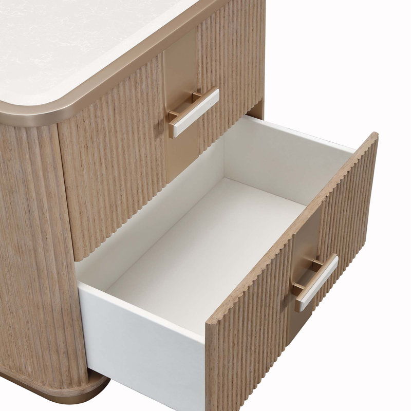 West Kensington 2-Drawer Nightstand - Medium Espresso, Tan