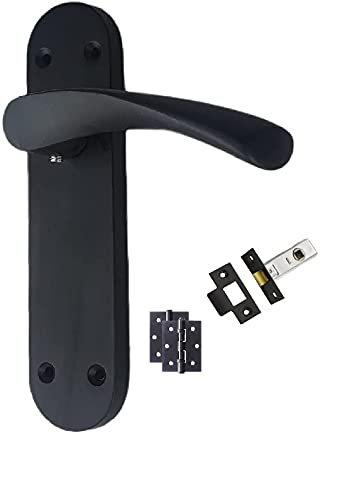  Astrid Door Handles on Backplate in Matt Black Finish - 182mm x 45mm Backplate