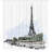 Brinley Paris Architecture Theme Illustration of Eiffel Tower Birds and Trees Pattern Single Shower Curtain-21848072
