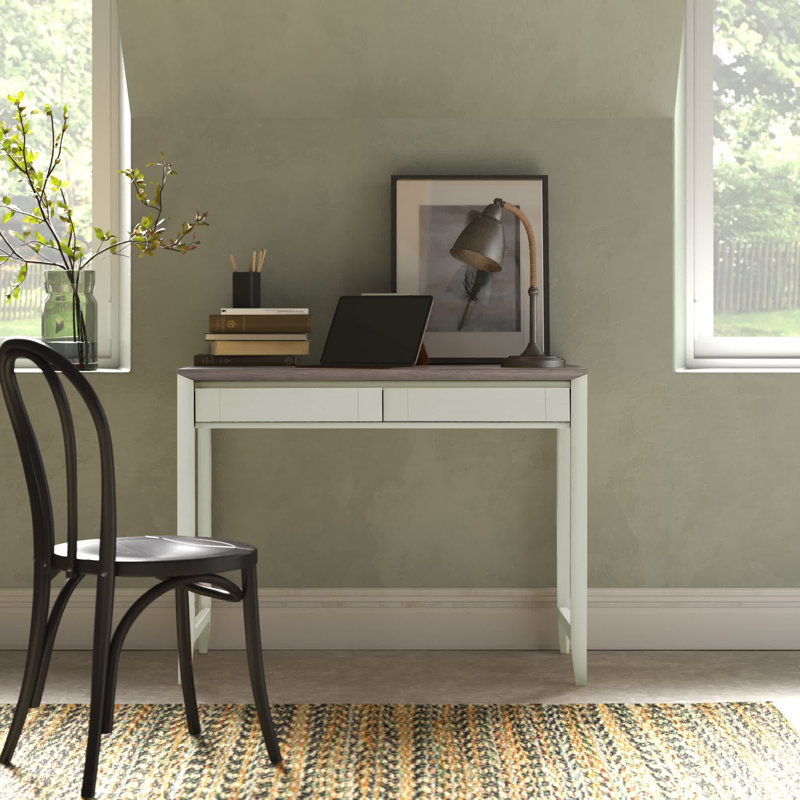Izzie Computer Desk, Ivory/Brown