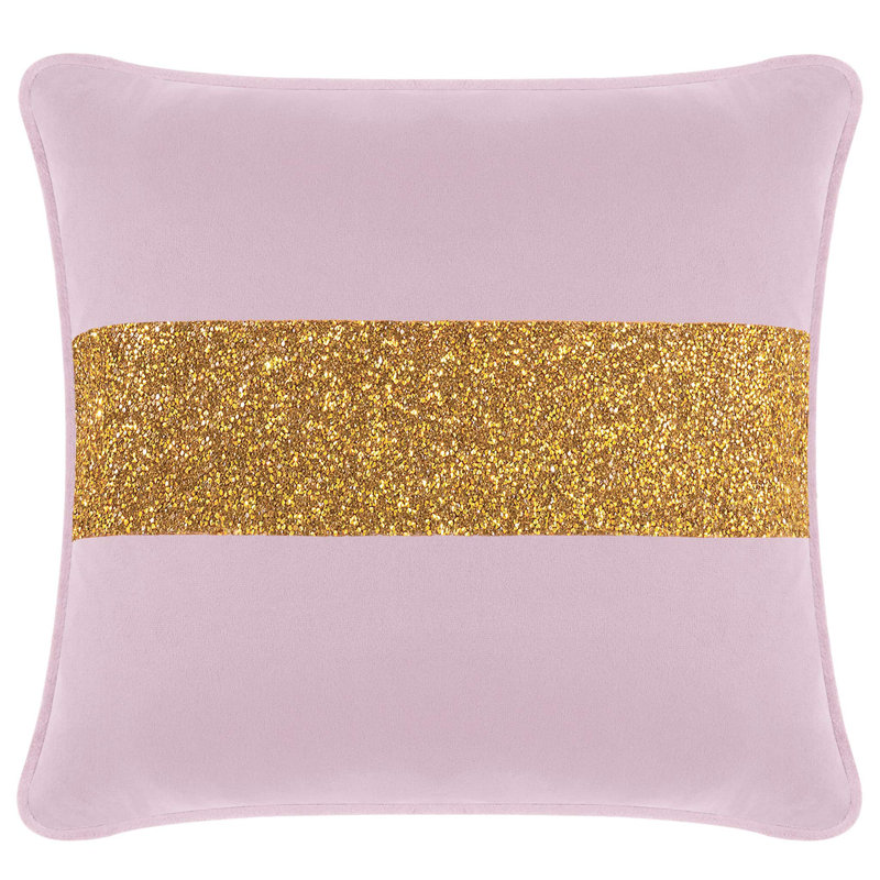 Coussin lumineux avec rayures strass - velours, Carré 20 po, Velours lavande / or