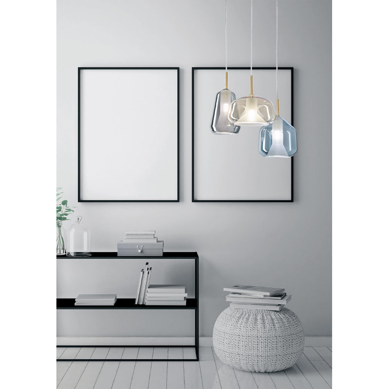 Colusa 3 - Light Gold Cluster Pendant, Smoked/Honey/Sky Borosolicate
