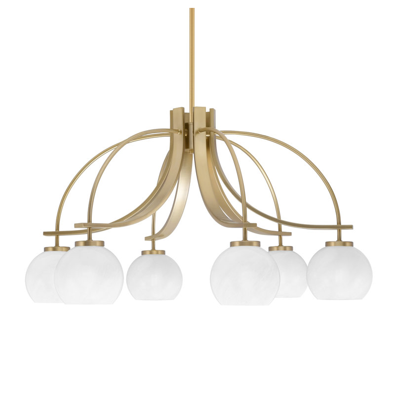 Lustre encastré Cavella, Laiton New Age, H 16,75 po x l 29,75 po x P 29,75 po, 6