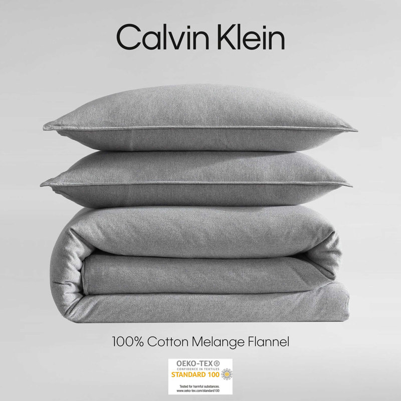 Melange 100% Cotton Standard Duvet Cover Set, King Duvet Cover + 2 King Pillowcases, Silver Gray